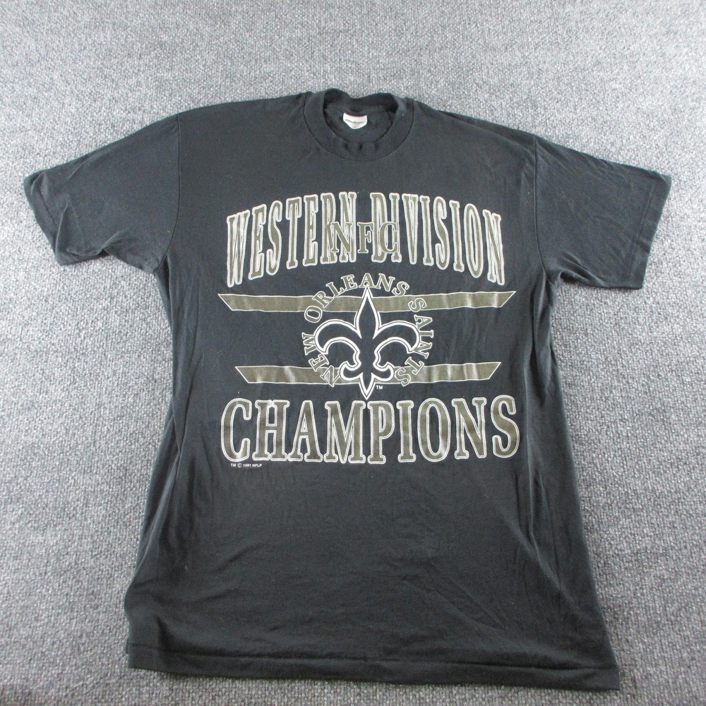 Vintage New Orleans Saints Shirt Mens XL Black NFL Football Stedman 1991 90s
